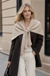 Beige Tie-Front Shrug - Nesvay Beige Tie-Front Shrug, knit-look fabric, 51x125 cm