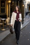 Burgundy Tie-Front Shrug, knit-look fabric, 51x125 cm