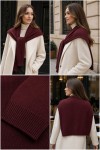 Burgundy Tie-Front Shrug, knit-look fabric, 51x125 cm