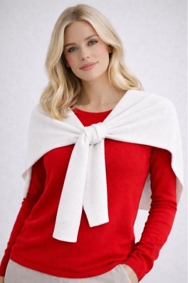 HRK01 Ecru Tie-Front Shrug