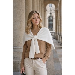 HRK01 Ecru Tie-Front Shrug