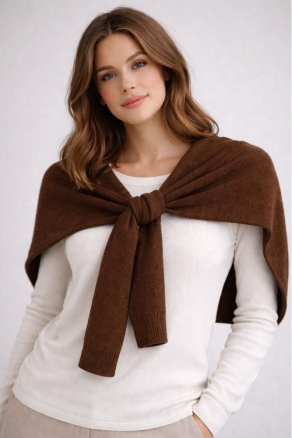 HRK01 Kahverengi Kazak Görünümlü Bağlama Şal
