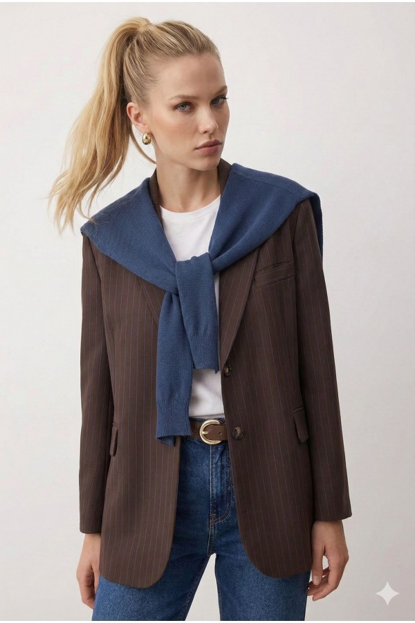 HRK01 Sax Mavisi Kazak Görünümlü Bağlama Şal