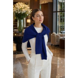 HRK01 Sax Blue Tie-Front Shrug