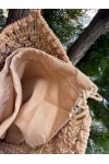 NWC-1064 Camel Lastikli Astarlı El Örgüsü Hasır Çanta 30x30x15 cm