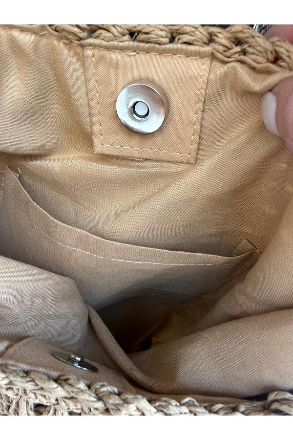 NWC-1085 Camel El Örgüsü Hasır Çanta