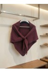 S009-1 Bordo Üçgen İçten Geçmeli Triko Omuz Şalı
