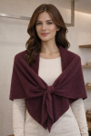 S009-1 Bordo Üçgen İçten Geçmeli Triko Omuz Şalı