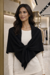 S009-1 Siyah Üçgen İçten Geçmeli Triko Omuz Şalı