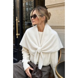 S009 White Knit Shoulder Shawl