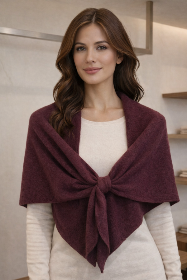 Burgundy Knit Shoulder Shawl, knit-look fabric