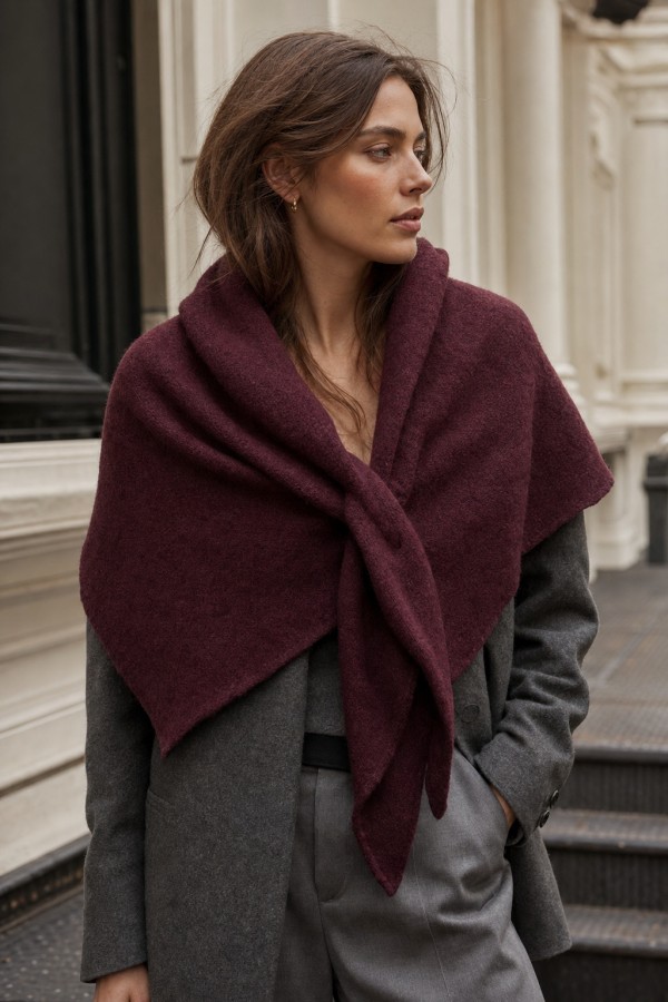 Burgundy Knit Shoulder Shawl, knit-look fabric