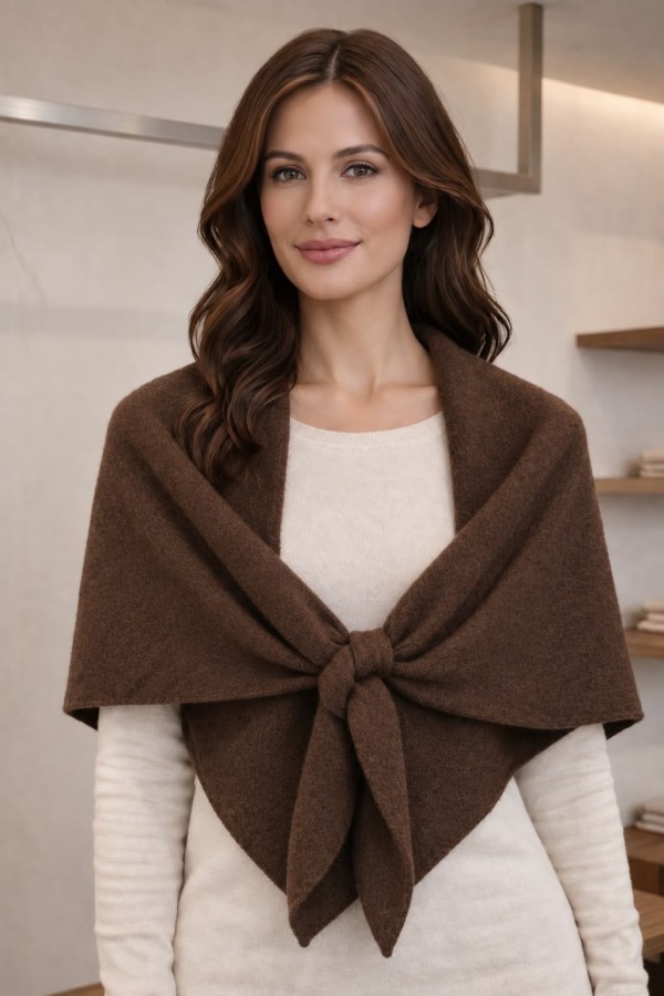 S009 Brown Knit Shoulder Shawl