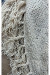 S010 Püsküllü Yün Karışımlı Kumaş Bej Üçgen Şal 80x180 cm