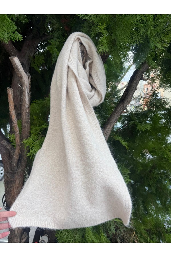 S014 Ekru Puf Şal Atkı 40x180 cm