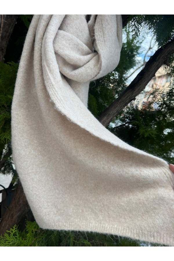 S014 Ekru Puf Şal Atkı 40x180 cm