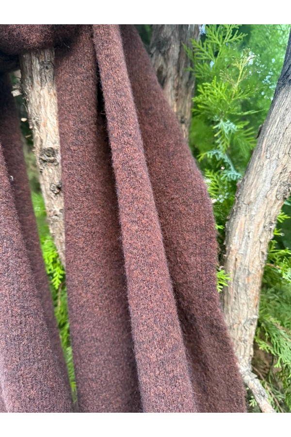 S014 Kahverengi Puf Şal Atkı 40x180 cm