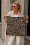 S021 Siyah Leopar Desenli Pamuklu Bandana Fular 63x63 cm